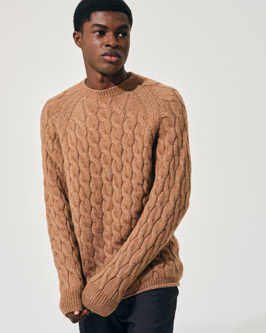Scaglione ROUND NECK RAGLAN CABLES CARAMEL Sconto