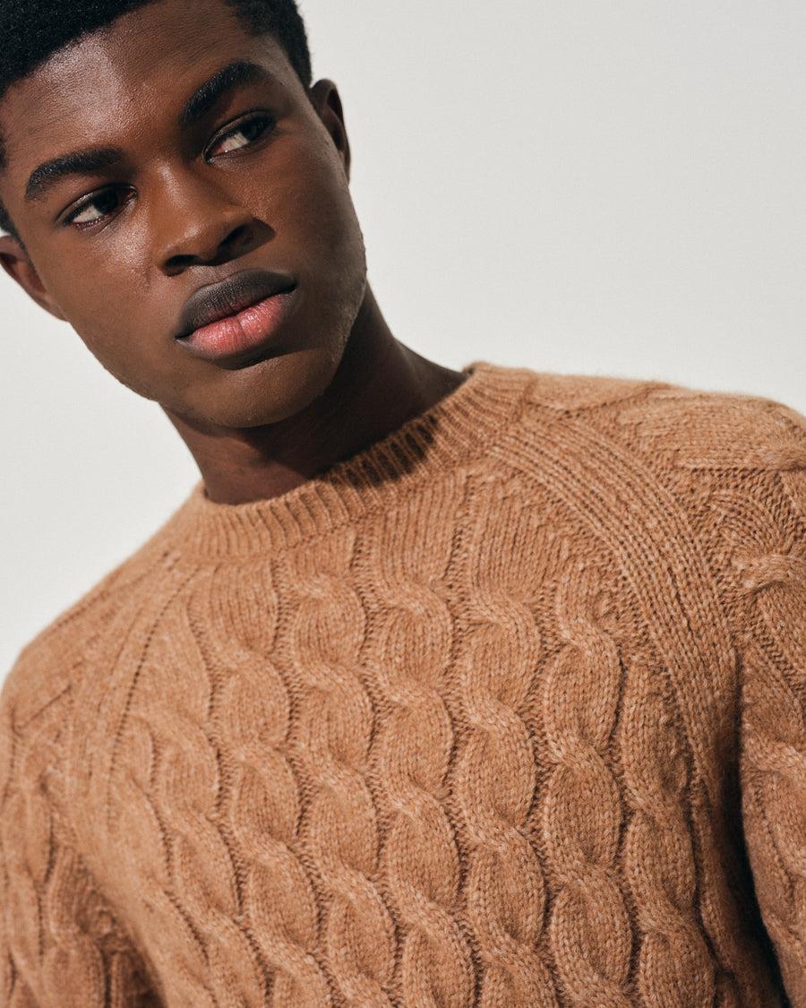 Scaglione ROUND NECK RAGLAN CABLES CARAMEL Sconto