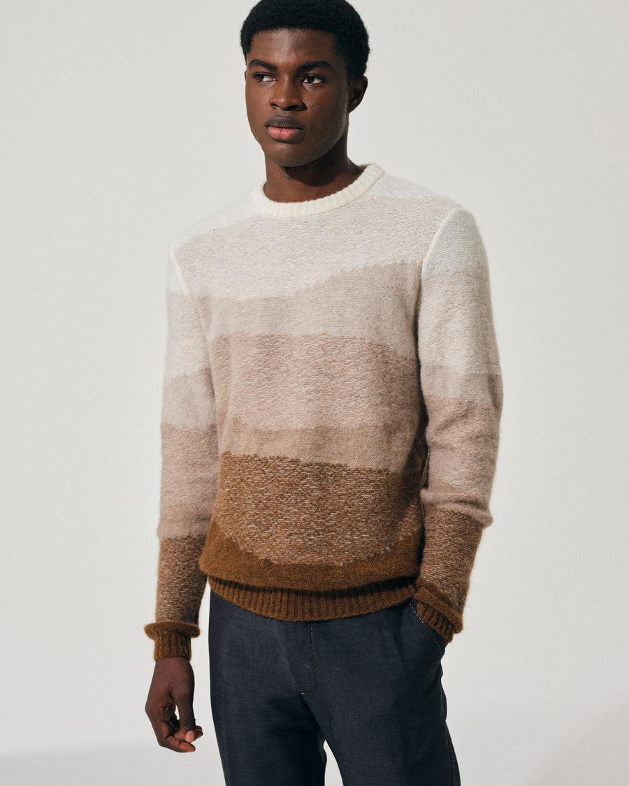 Scaglione ROUND NECK JQD FAKE STRIPES CARAMEL Offerta