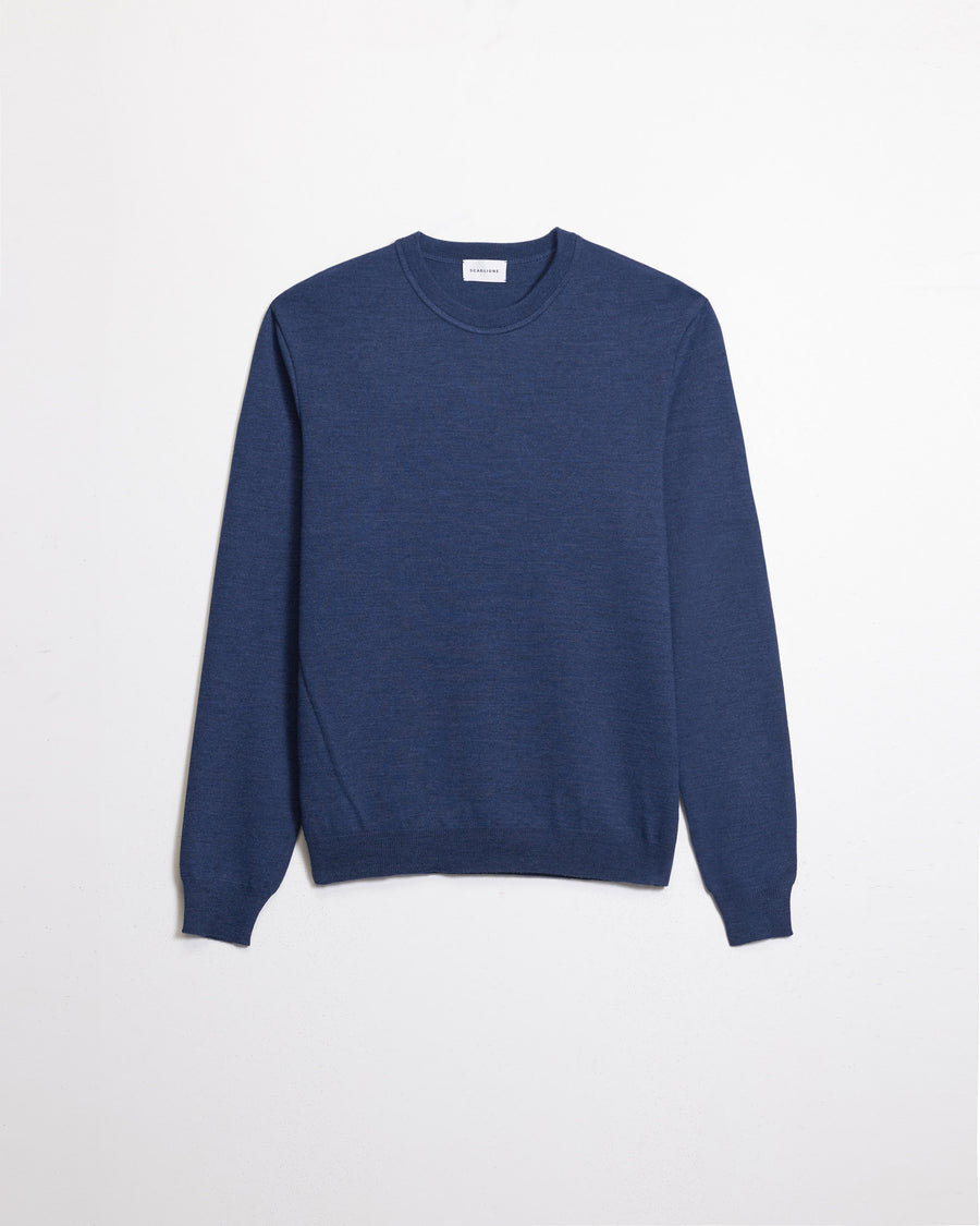 Scaglione ROUND NECK COMPACT MERINO DENIM Offerte