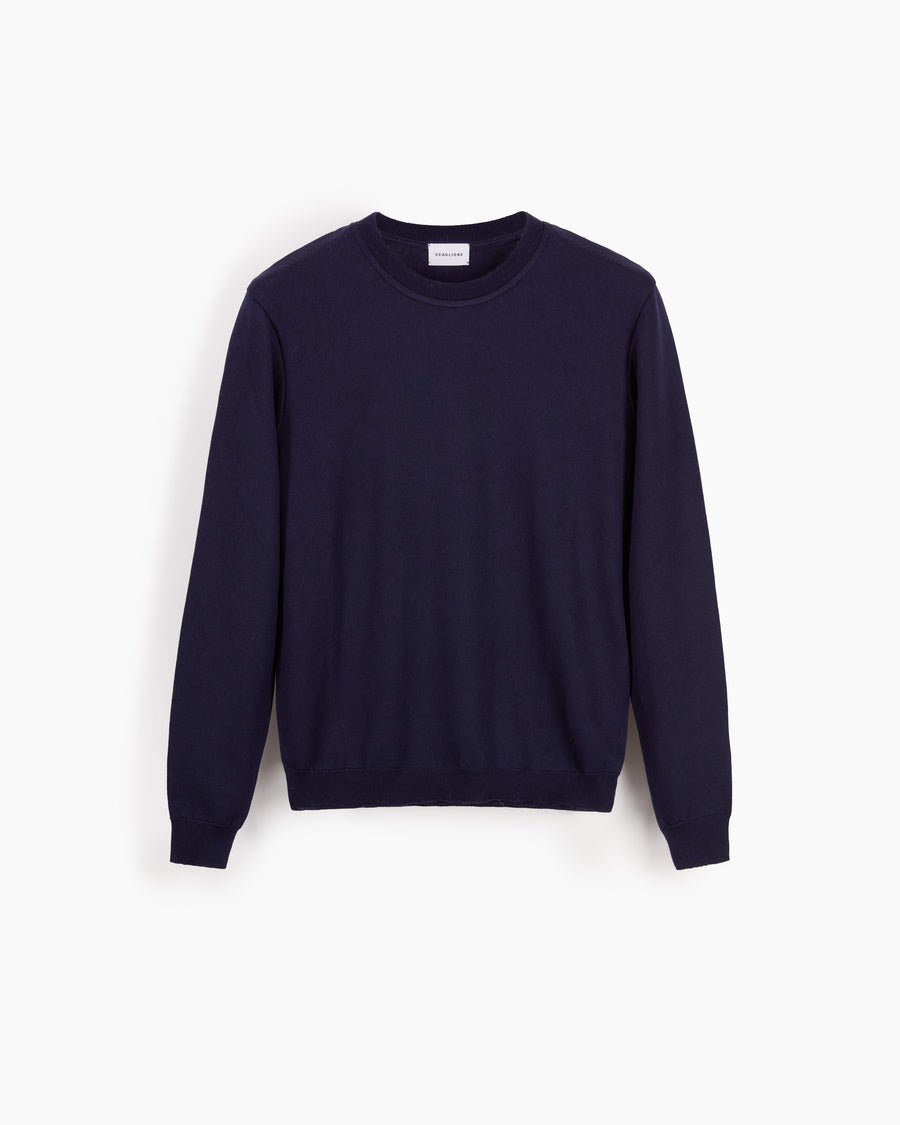 Scaglione ROUND NECK COMPACT MERINO NAVY Hotsell