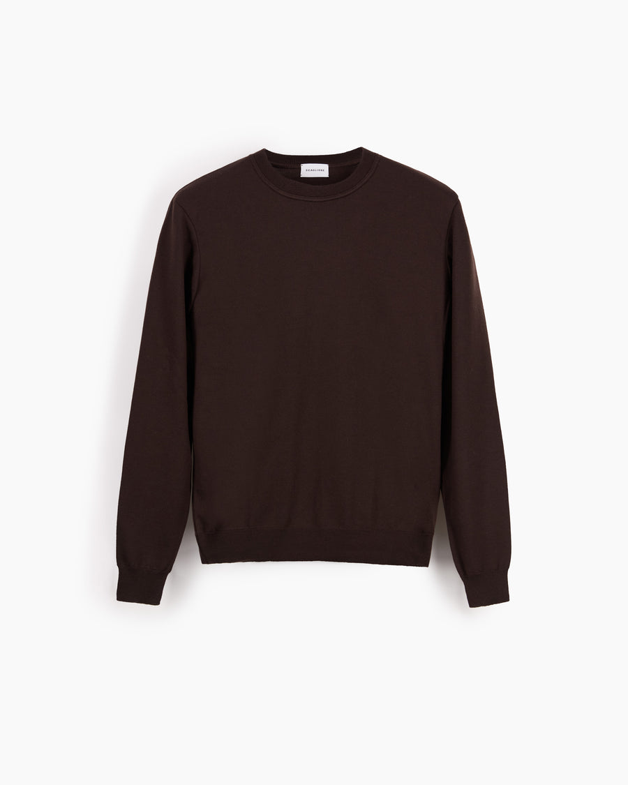 Scaglione ROUND NECK COMPACT MERINO EBANO Vendita Calda