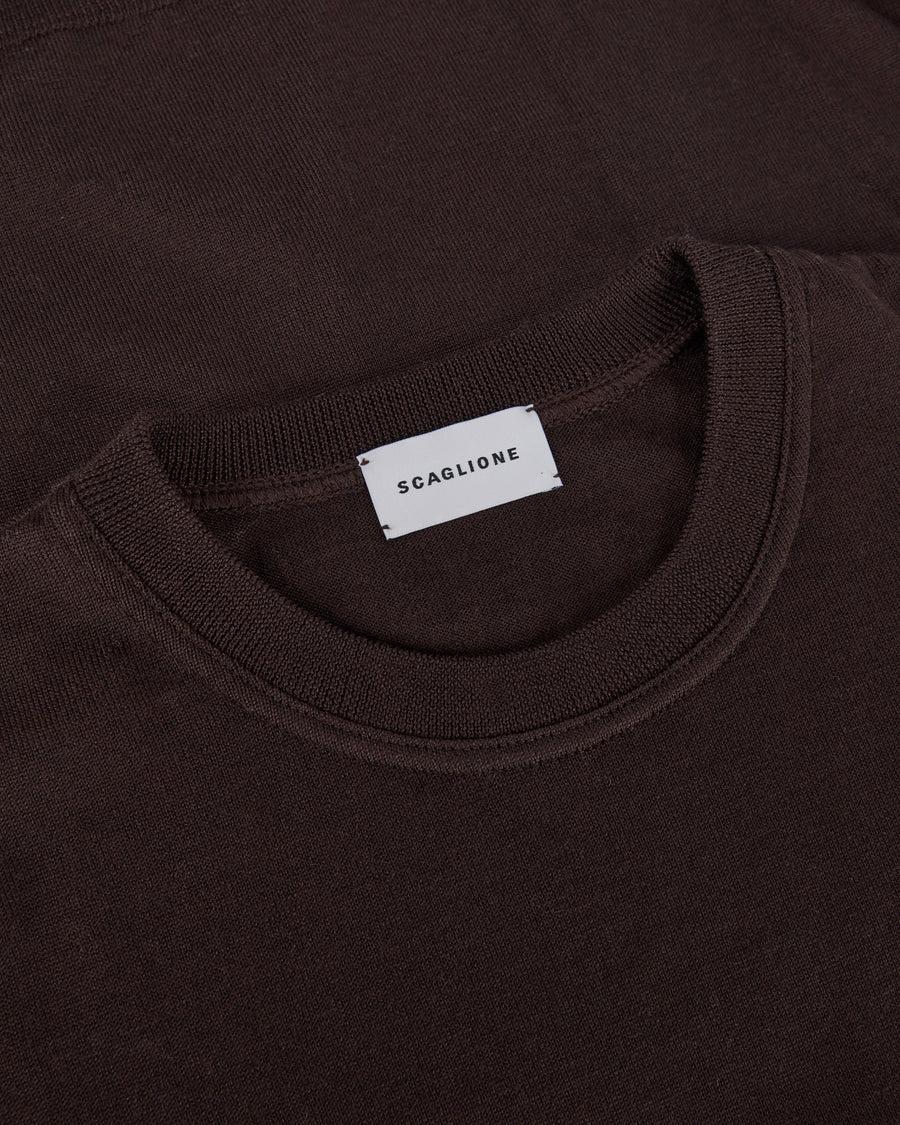 Scaglione ROUND NECK COMPACT MERINO EBANO Vendita Calda