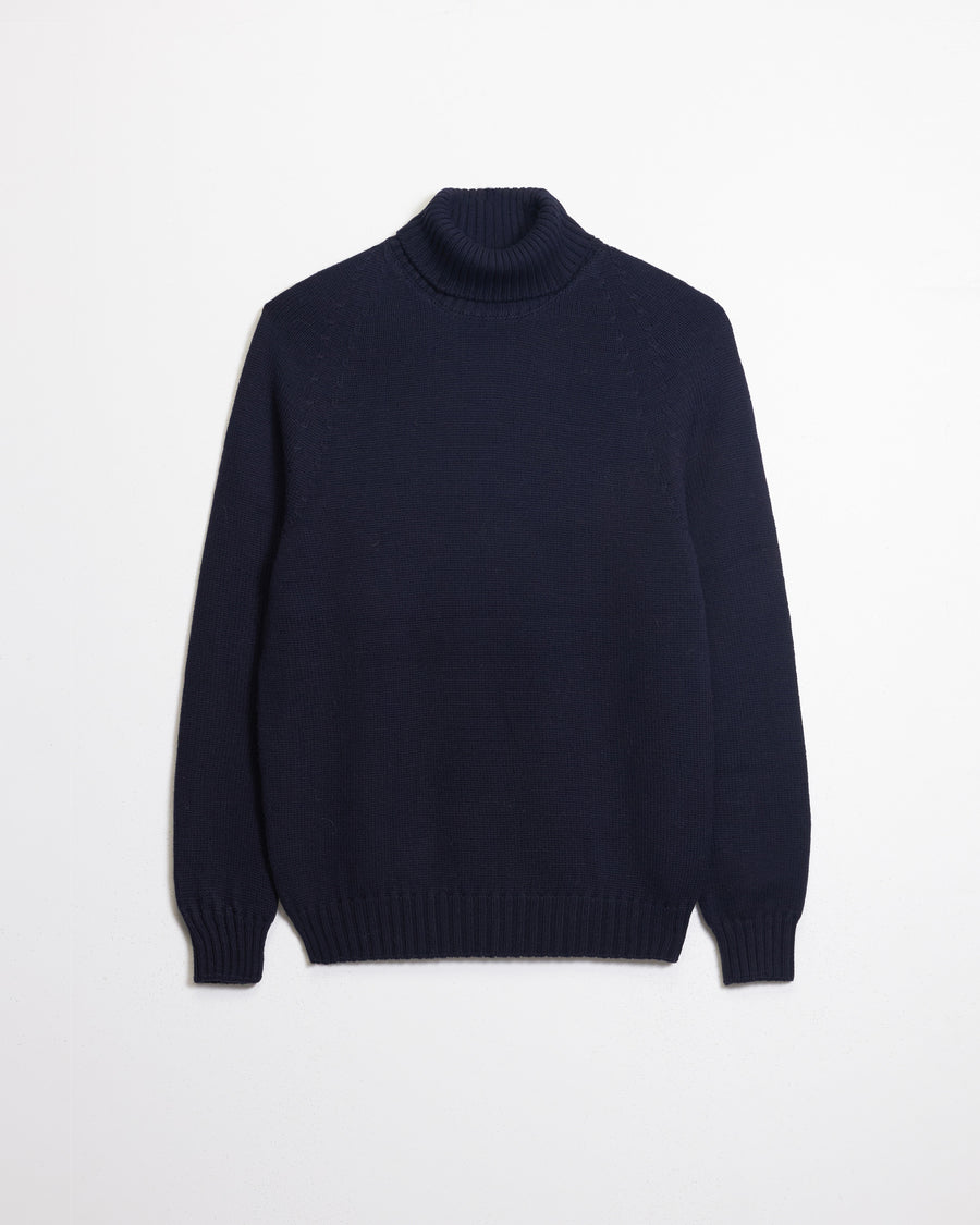Scaglione TURTLE NECK RAGLAN SOFT MERINO NAVY Vendita Economica