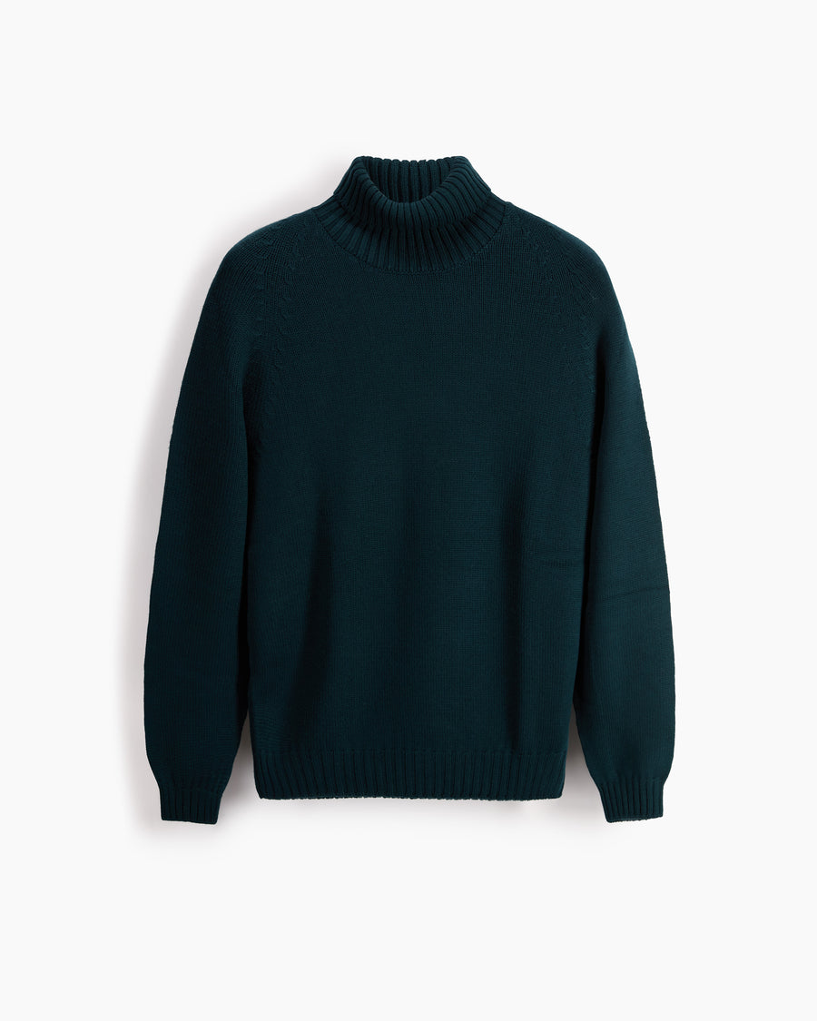 Scaglione TURTLE NECK RAGLAN SOFT MERINO FOREST Saldi Di Fabbrica
