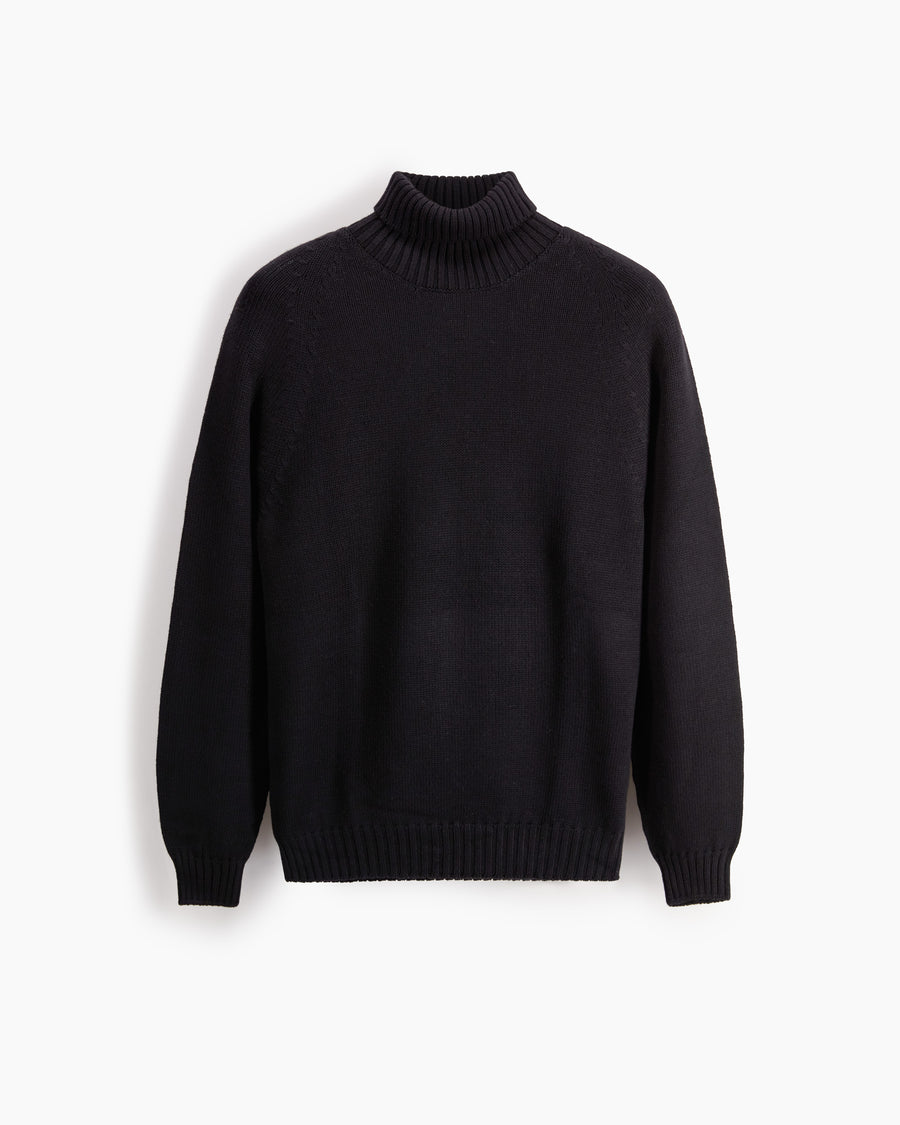 Scaglione TURTLE NECK RAGLAN SOFT MERINO BLACK Vendite Flash
