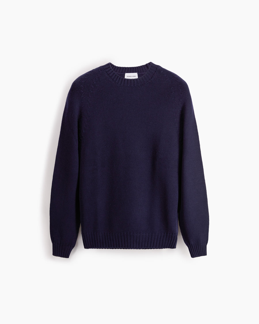 Scaglione ROUND NECK RAGLAN SOFT MERINO NAVY Nuova