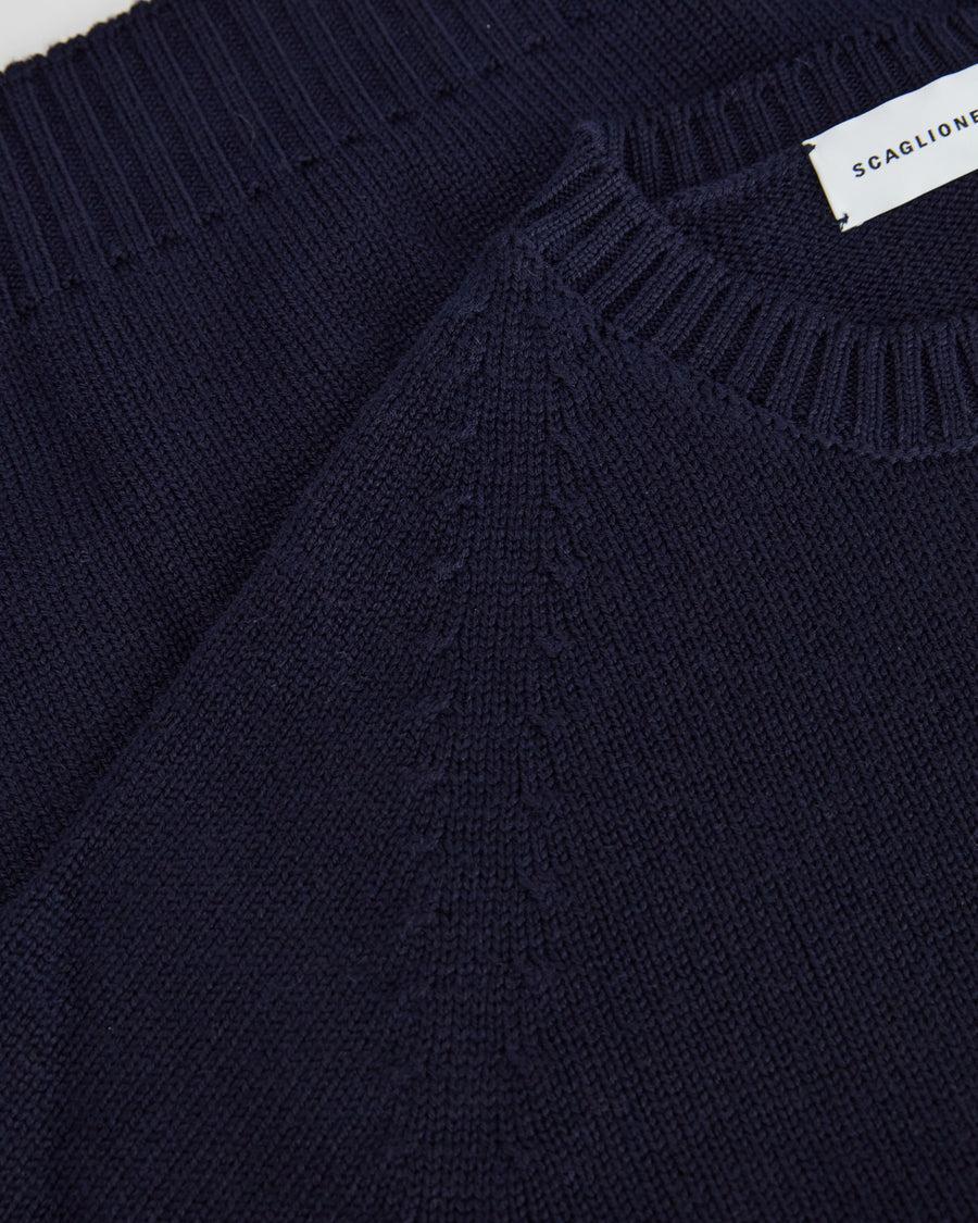 Scaglione ROUND NECK RAGLAN SOFT MERINO NAVY Nuova