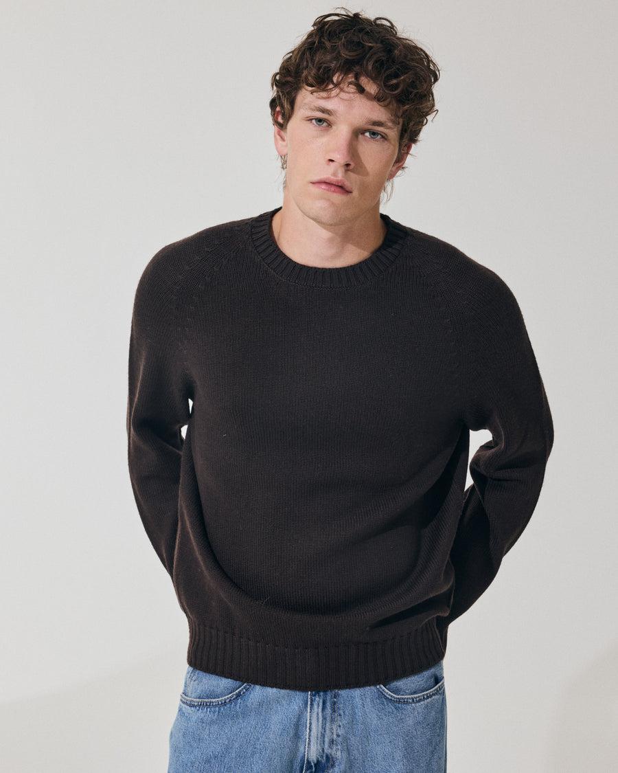 Scaglione ROUND NECK RAGLAN SOFT MERINO EBANO Moda