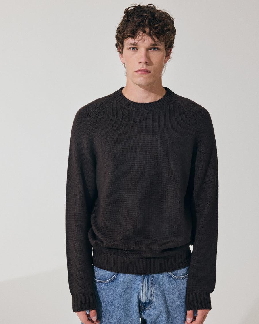 Scaglione ROUND NECK RAGLAN SOFT MERINO EBANO Moda