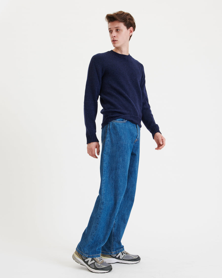 Scaglione ROUND NECK SEAMLESS SOFTWOOL NAVY Italia