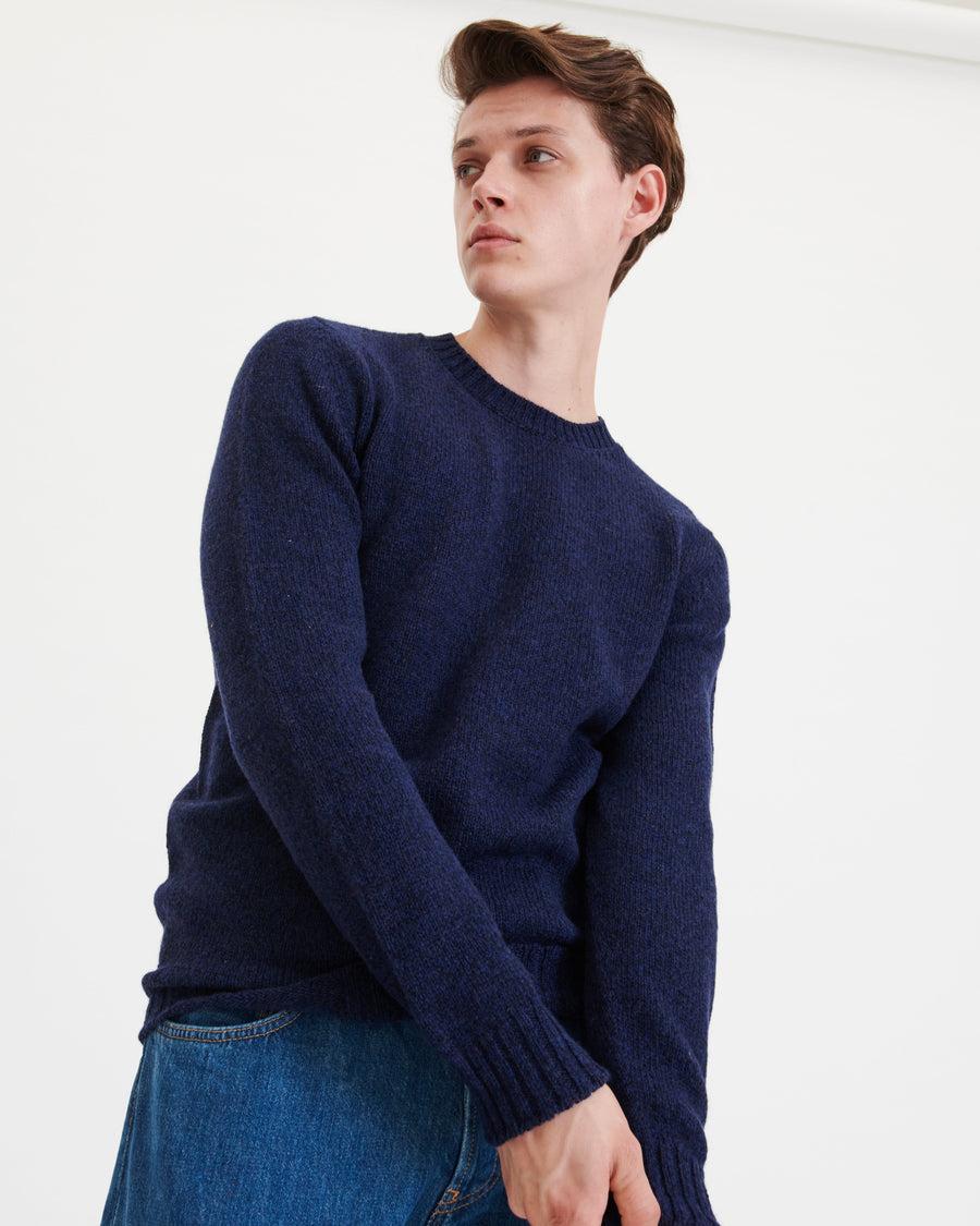 Scaglione ROUND NECK SEAMLESS SOFTWOOL NAVY Italia