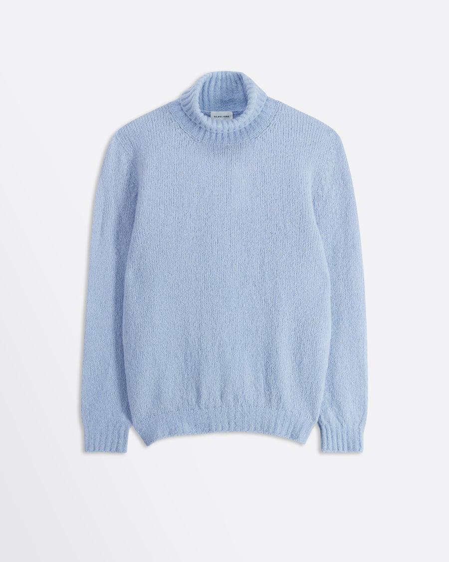 Scaglione TURTLE NECK SEAMLESS PUFFED CASHMERE CELESTE Qualità
