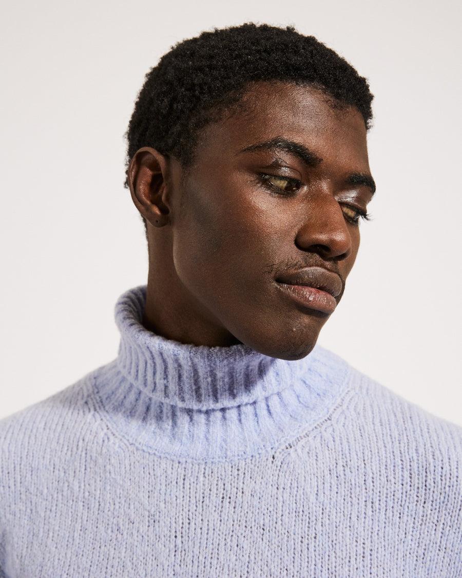 Scaglione TURTLE NECK SEAMLESS PUFFED CASHMERE CELESTE Qualità