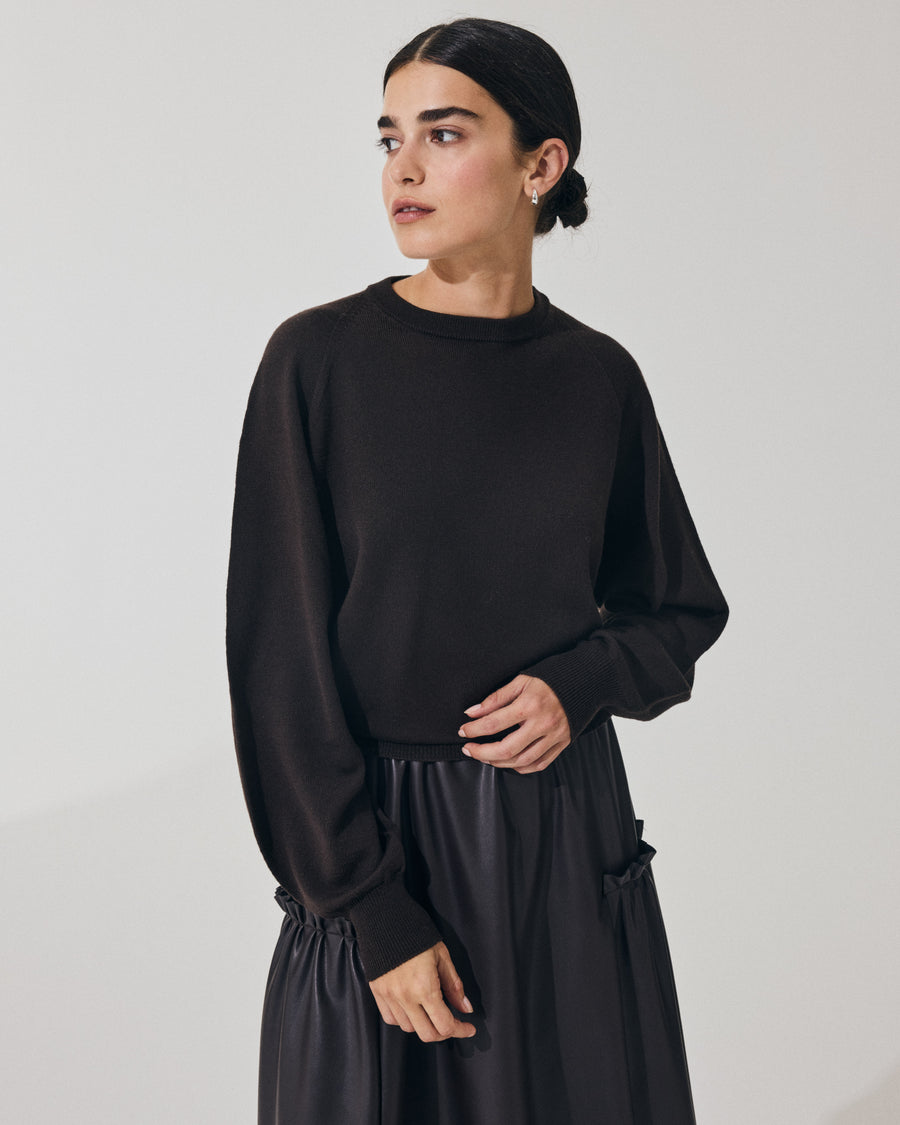 Scaglione ROUND NECK BOXY RAGLAN SEAMLESS MERINO EBANO Saldi