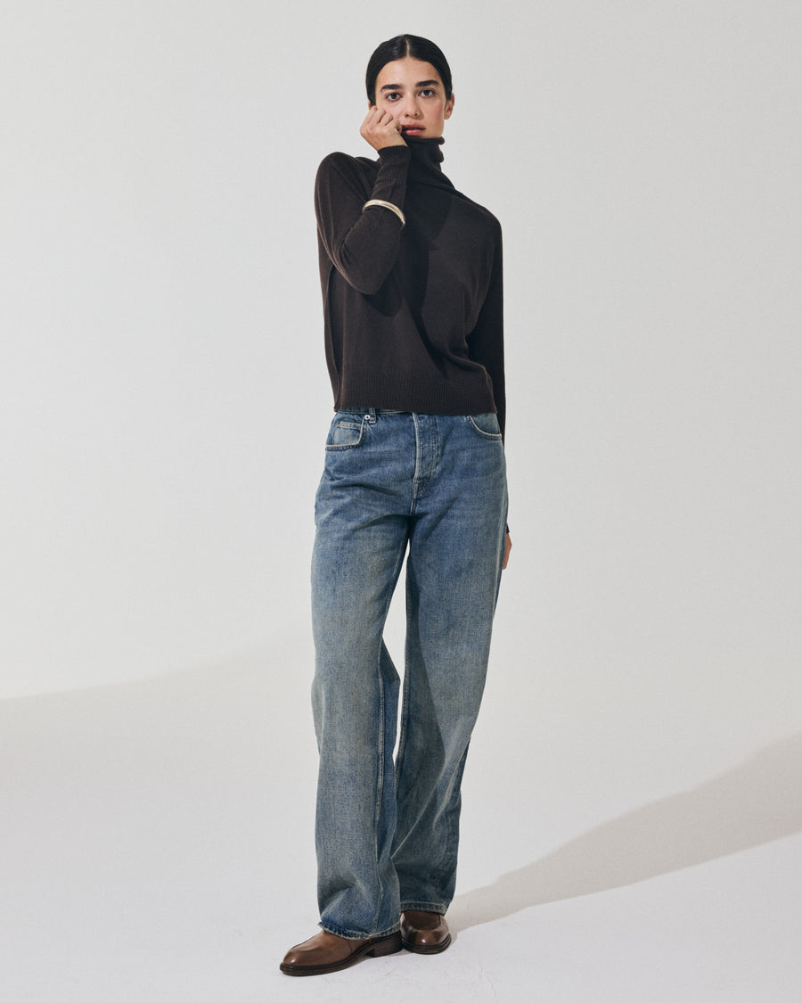 Scaglione MOCK N.RAGLAN SEAMLESS MERINO EBANO Saldi Di Fabbrica