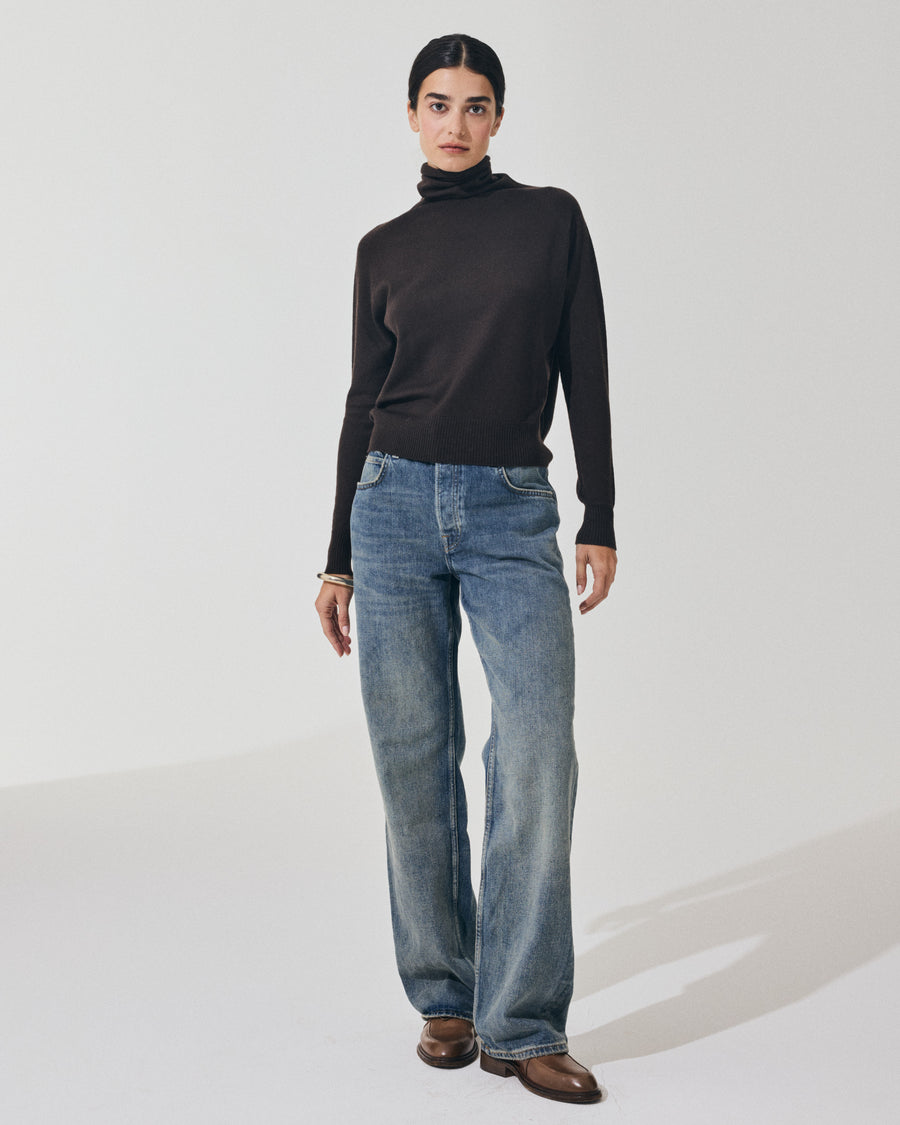 Scaglione MOCK N.RAGLAN SEAMLESS MERINO EBANO Saldi Di Fabbrica