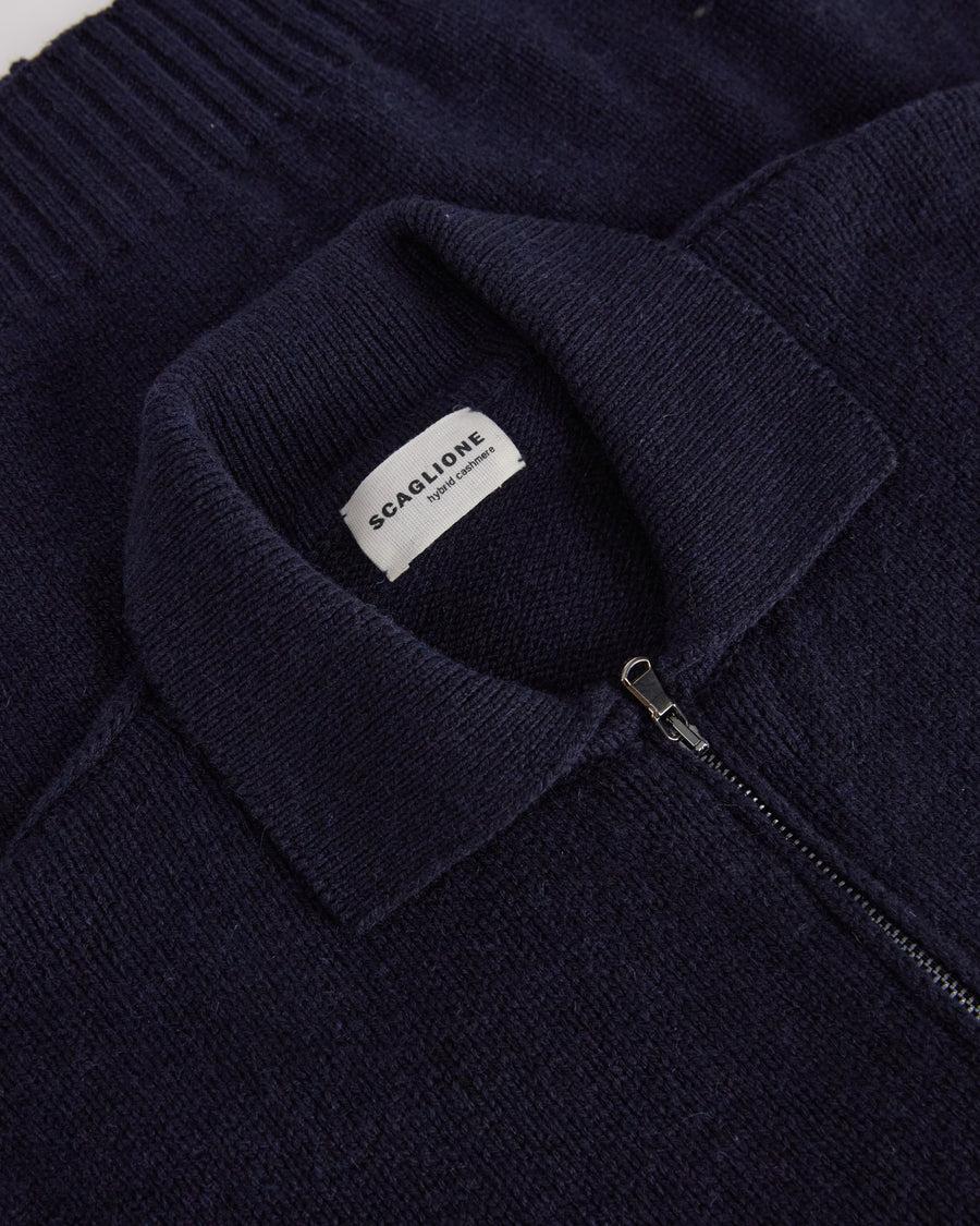 Scaglione POLO ZIPPER SOFT HYBRD CASHMERE NAVY Pezzi Unici