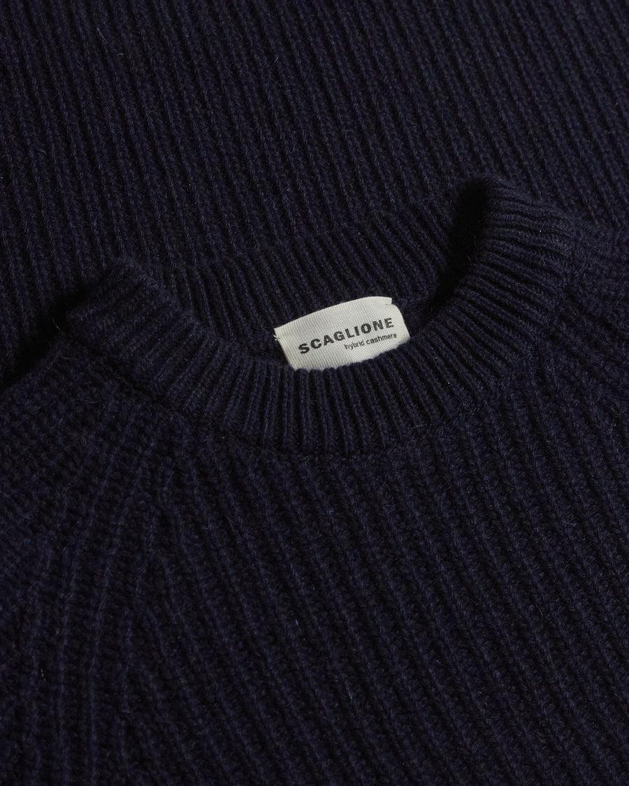 Scaglione ROUND NECK PANNOCCHIA RAGLAN HYBRD CASHMERE NAVY Trasporto libero internazionale