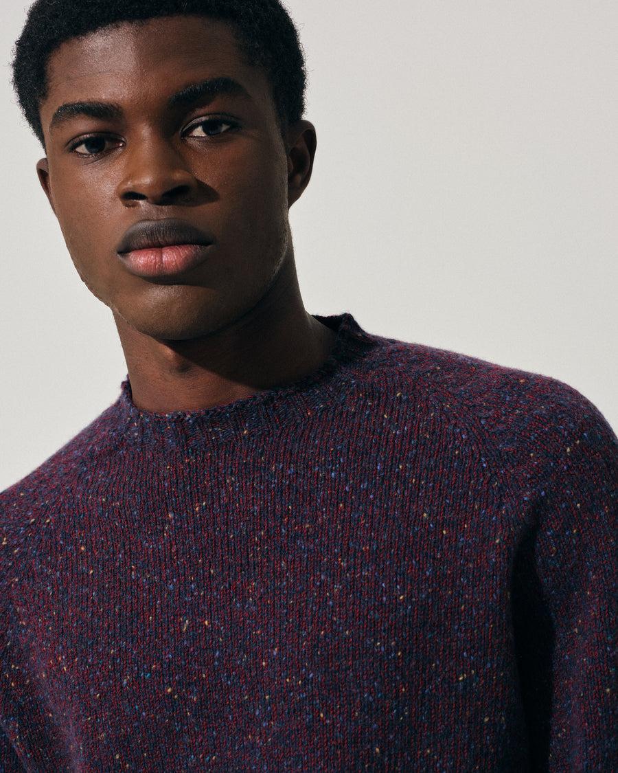 Scaglione ROUND NECK RAGLAN TWEEDMOULINE' NAVY Saldi Di Fabbrica