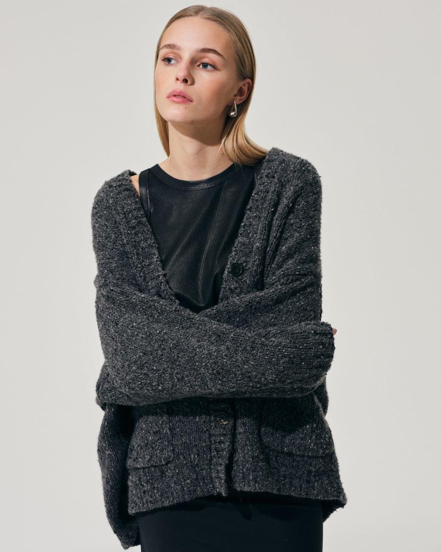 Scaglione MAXI CARDIGAN CASHMERE MULINE' BLACK Shopping Online