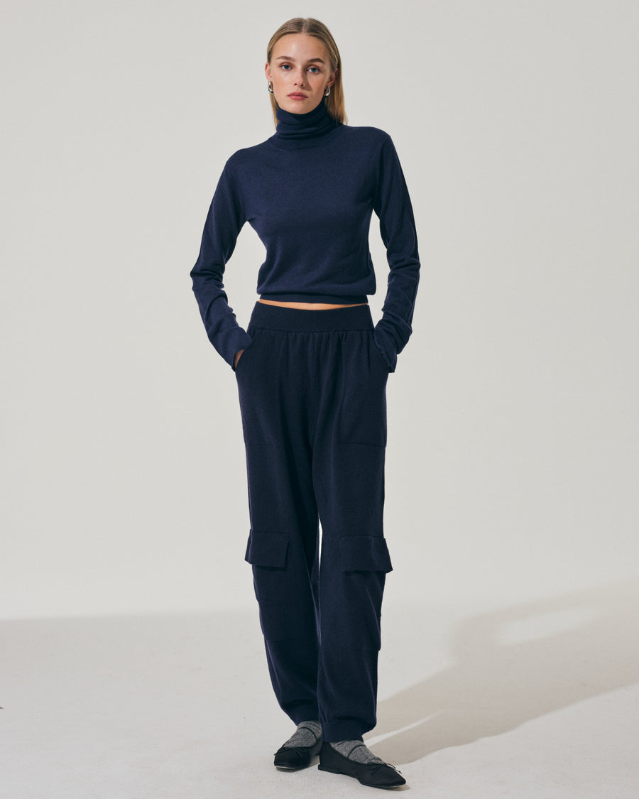 Scaglione TURTLE NECK SLIM KASHSILK NAVY 2025