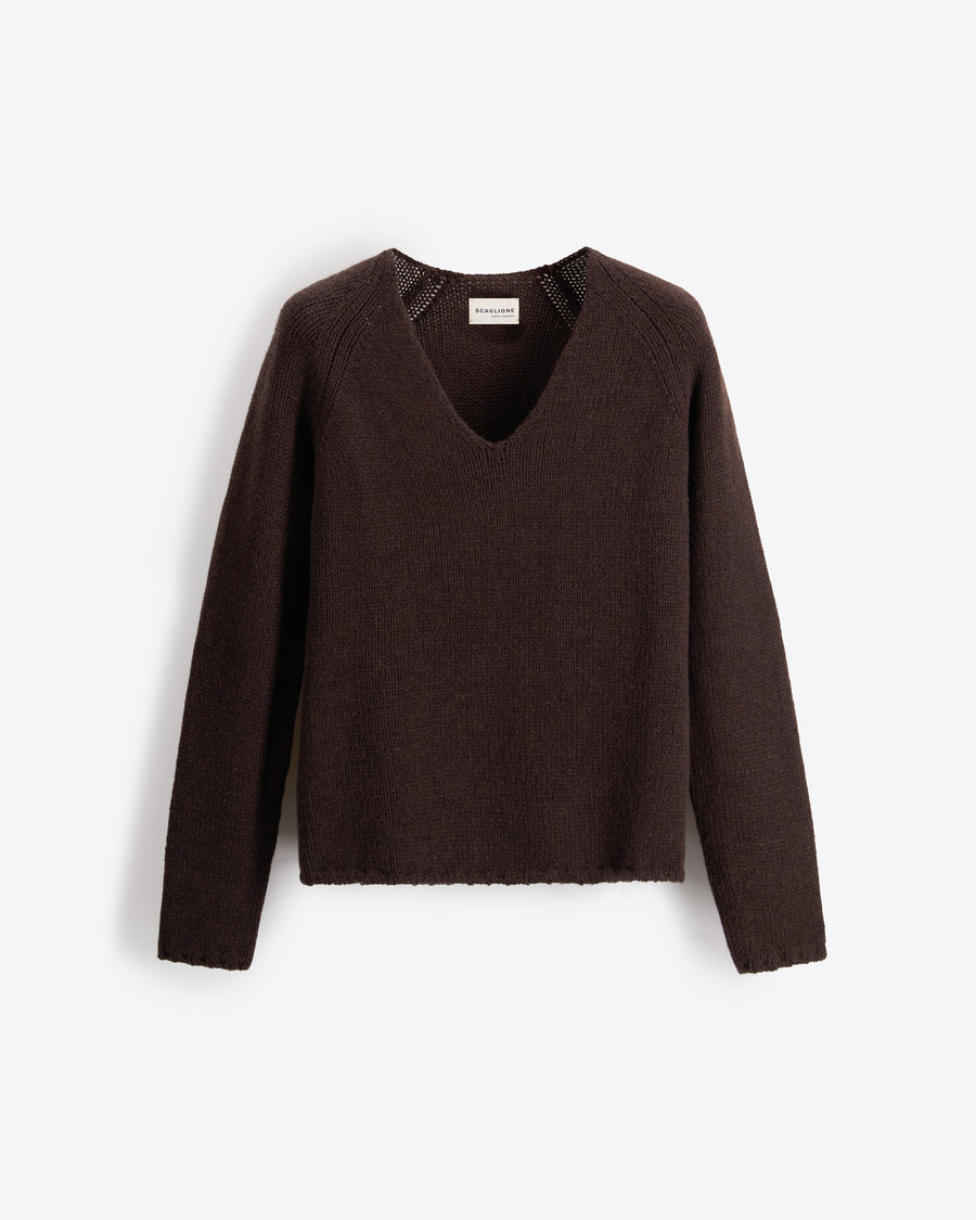 Scaglione V NECK SUPER SOFT EBANO Shopping Online