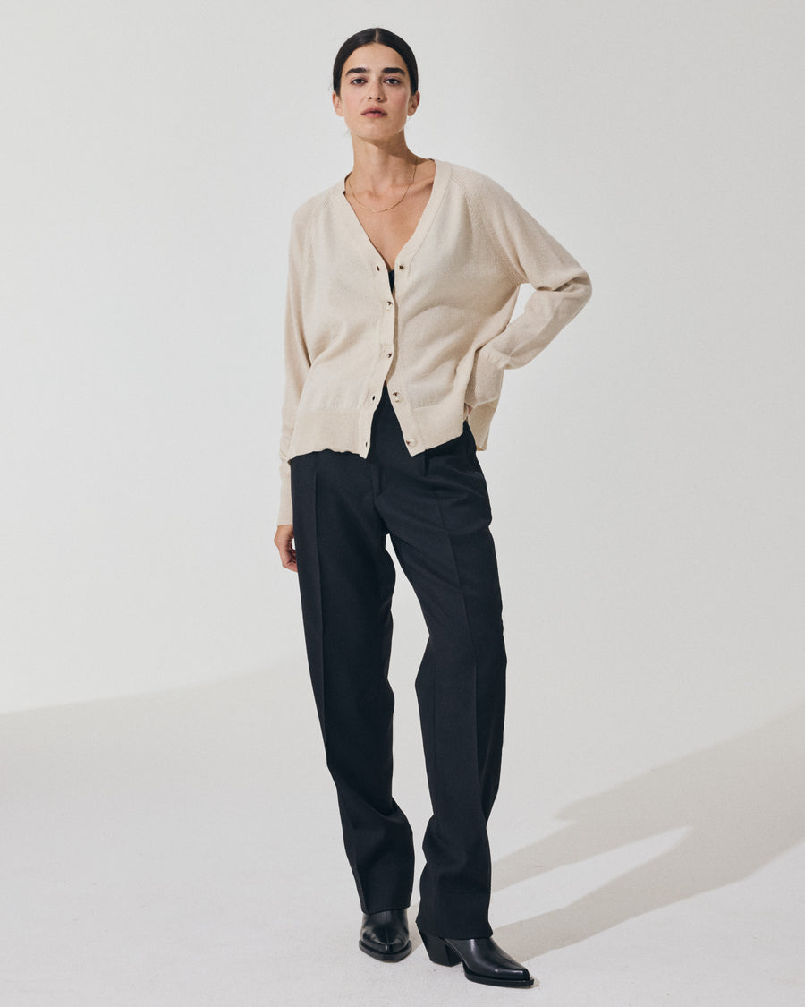 Scaglione CARDIGAN RAGLAN RIBBED SIDES MILK Convenienza