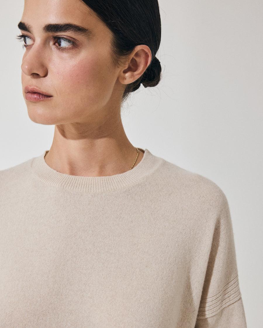 Scaglione ROUND NECK BOXY RIBBED SIDES BEIGE Presa