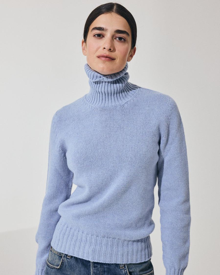 Scaglione TURTLE NECK SOFT HYBRID CASHMERE CELESTE Fino Al -60%