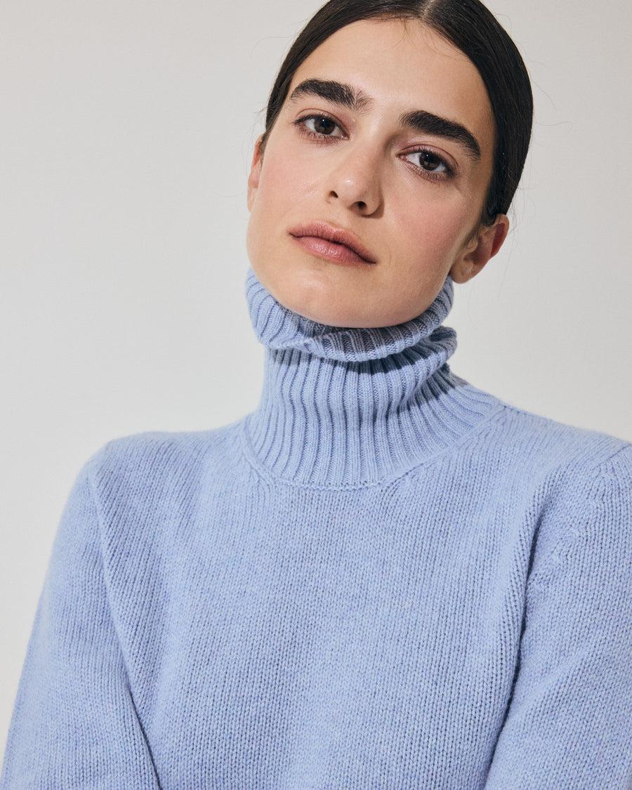Scaglione TURTLE NECK SOFT HYBRID CASHMERE CELESTE Fino Al -60%