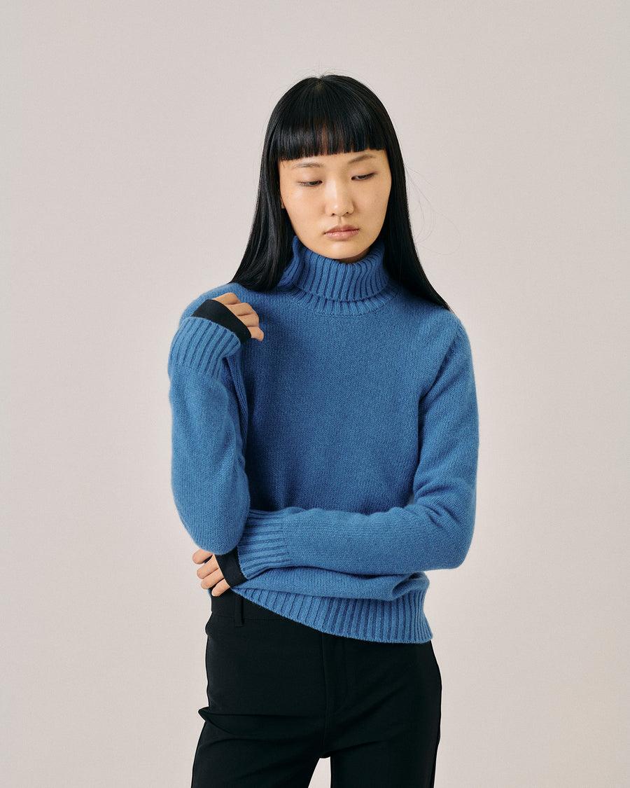 Scaglione TURTLE NECK SOFT HYBRID CASHMERE CORNFLOWER Affare Del Giorno