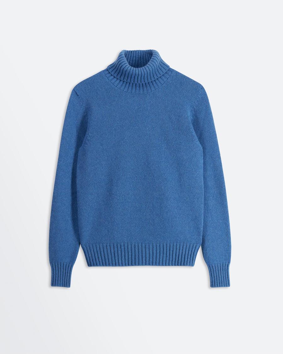 Scaglione TURTLE NECK SOFT HYBRID CASHMERE CORNFLOWER Affare Del Giorno