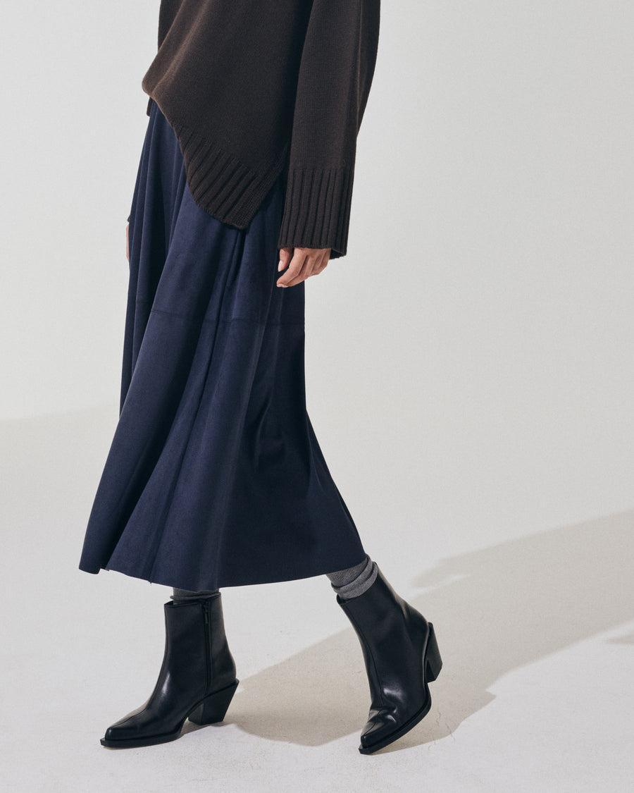 Scaglione SKIRT RUOTA ECOSUEDE NAVY Negozio