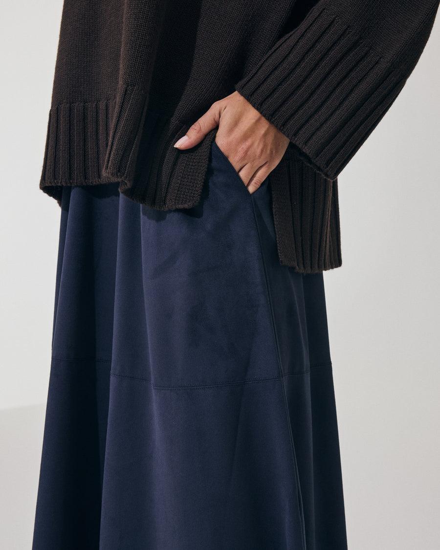 Scaglione SKIRT RUOTA ECOSUEDE NAVY Negozio