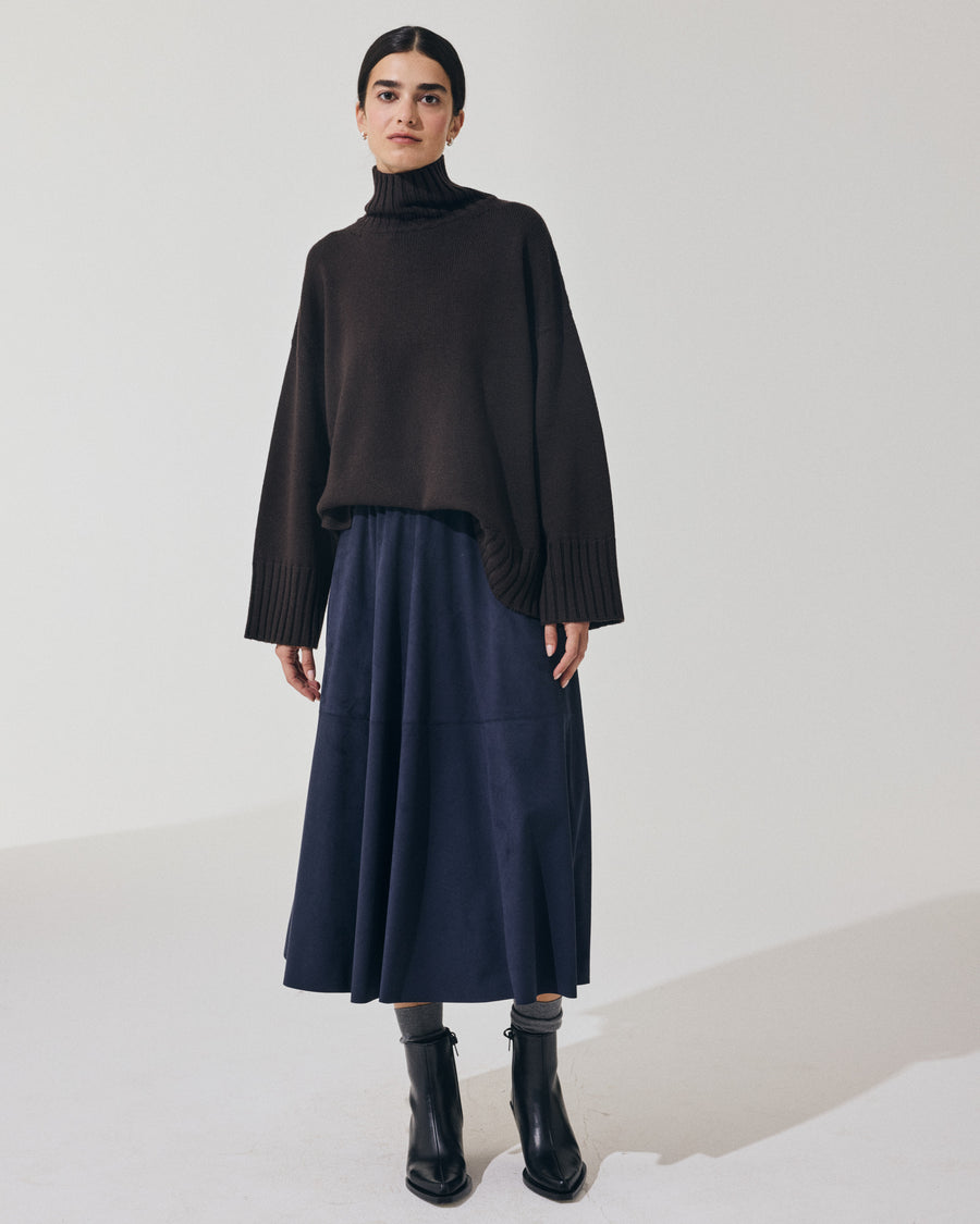 Scaglione SKIRT RUOTA ECOSUEDE NAVY Negozio