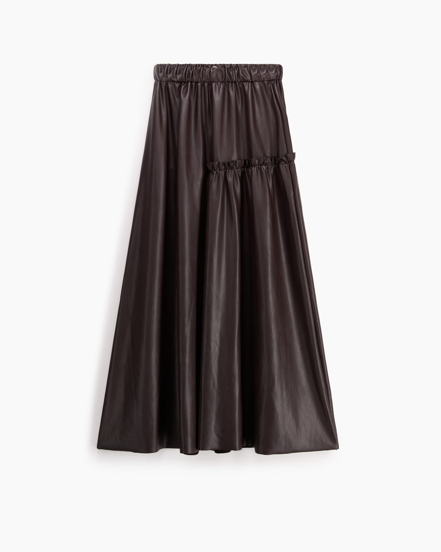 Scaglione SKIRT LUNGA CON ARRICCIO ECOPELLE MORO In Saldo
