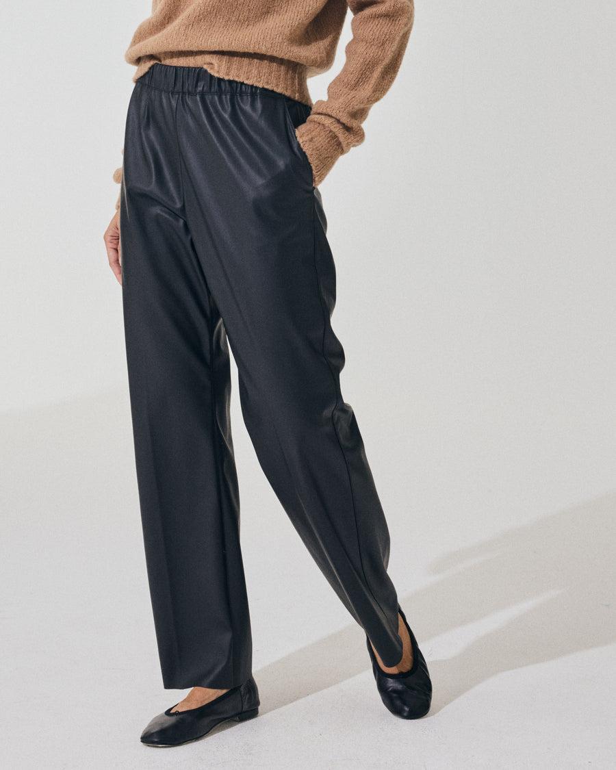 Scaglione PANT DRITTO ECOPELLE BLACK 2025