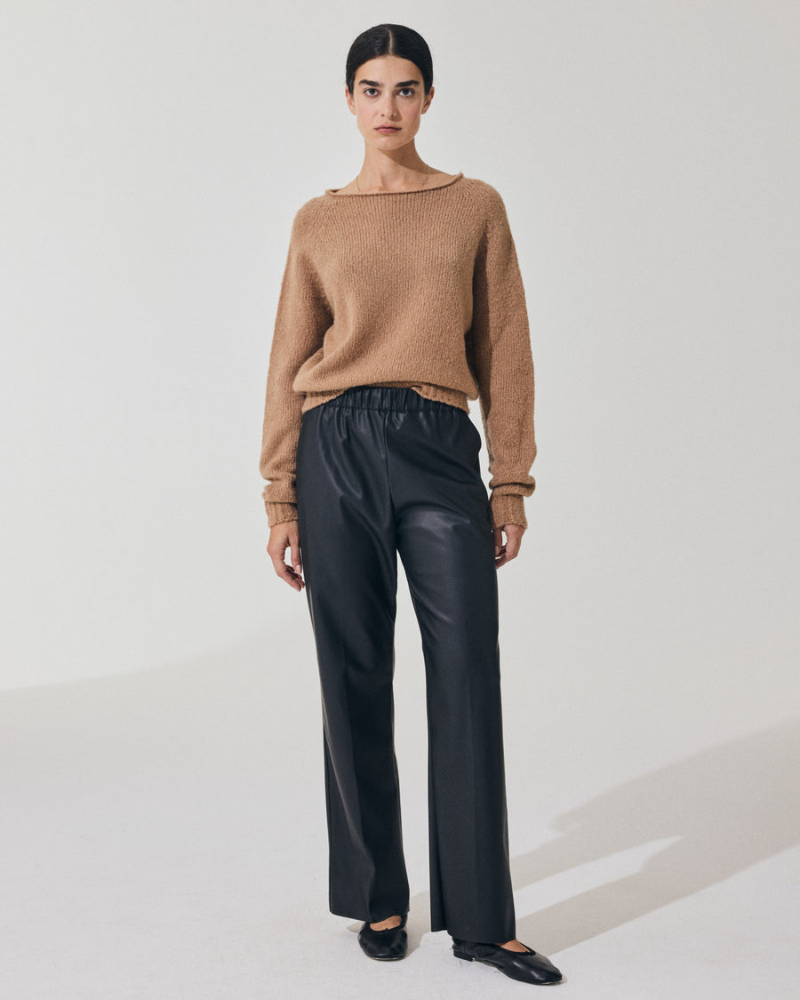Scaglione PANT DRITTO ECOPELLE BLACK 2025