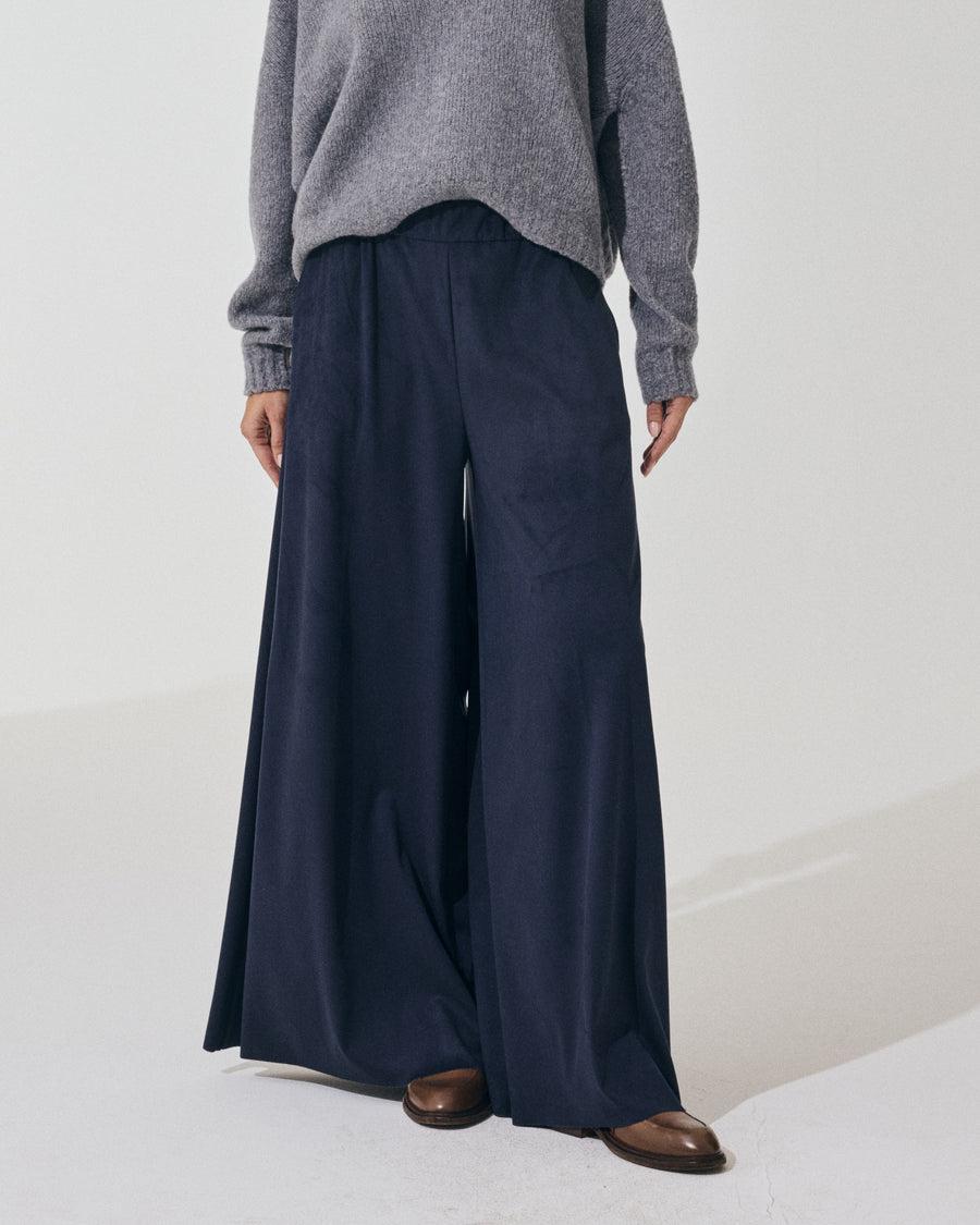 Scaglione PANT LARGO ECOSUEDE NAVY In Linea