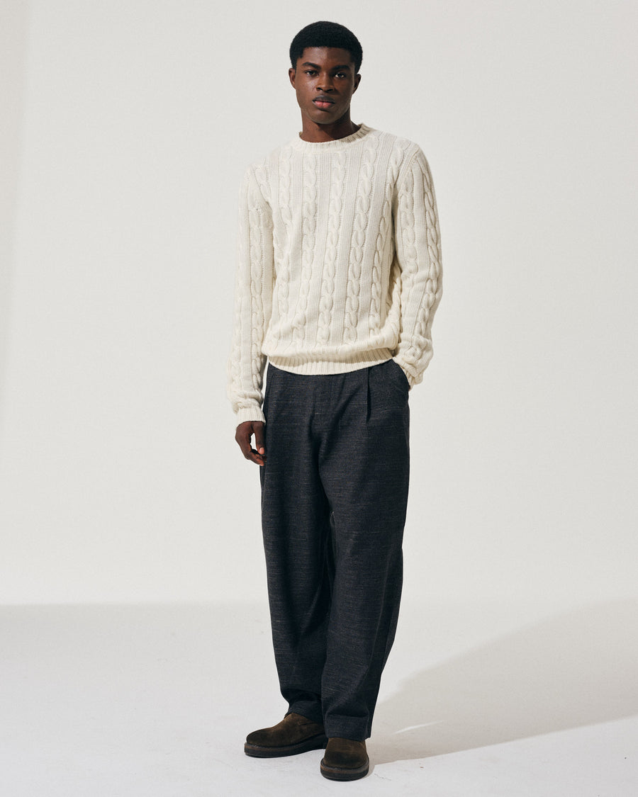 Scaglione ROUND NECK CABLES MIX CASH MILK Qualità