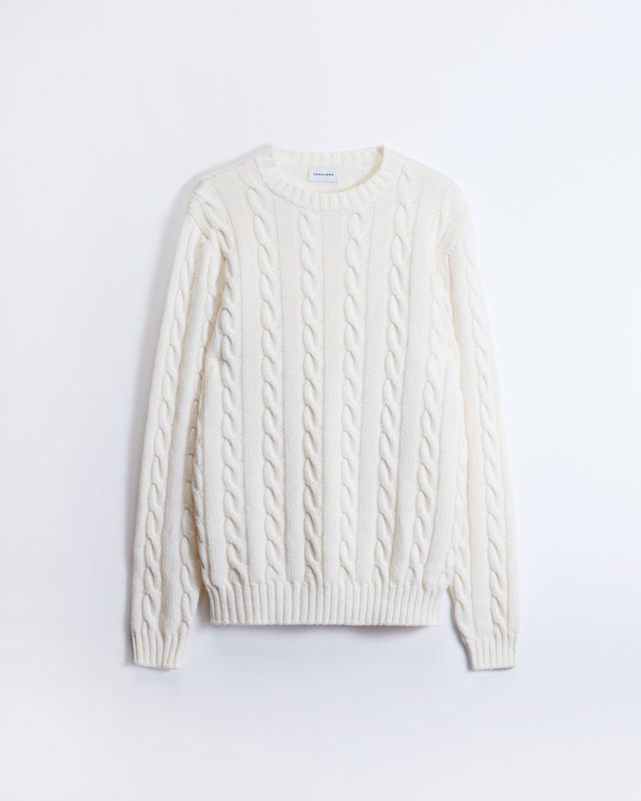 Scaglione ROUND NECK CABLES MIX CASH MILK Qualità