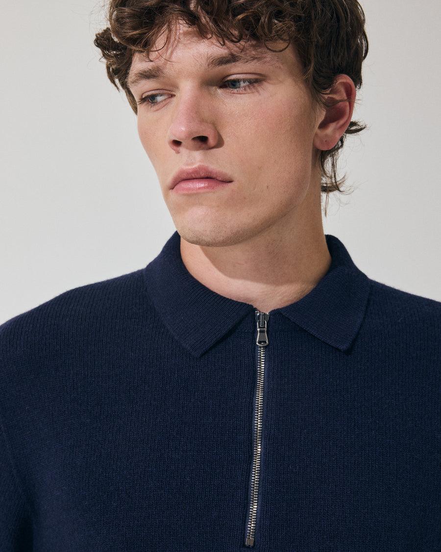 Scaglione POLO ZIP SEAMLESS MIXCASH NAVY Vendita