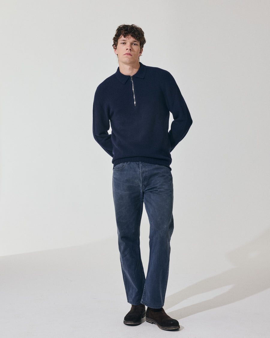 Scaglione POLO ZIP SEAMLESS MIXCASH NAVY Vendita
