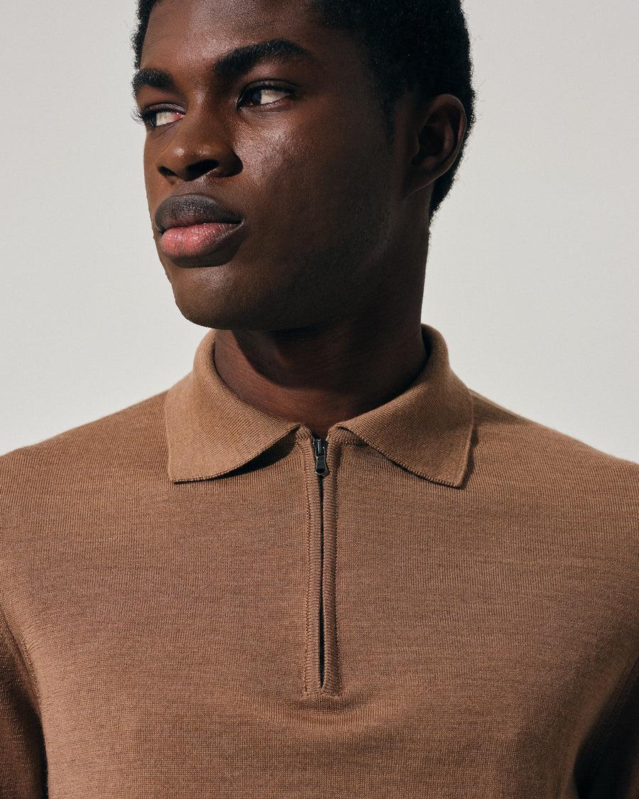 Scaglione POLO ZIP FINELUX CAMEL Consegna Veloce