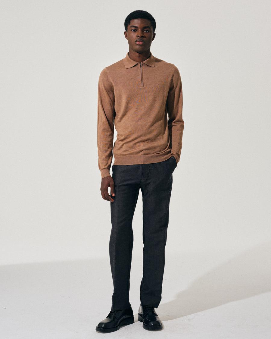 Scaglione POLO ZIP FINELUX CAMEL Consegna Veloce