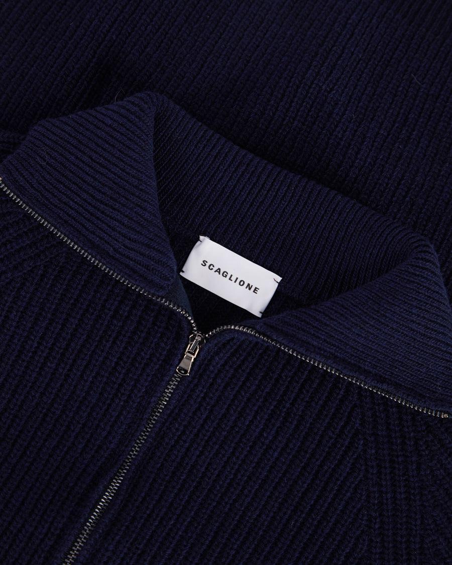 Scaglione ZIPPER T.NECK PANNOCCHIA CASH BLEND NAVY Fino Al -60%