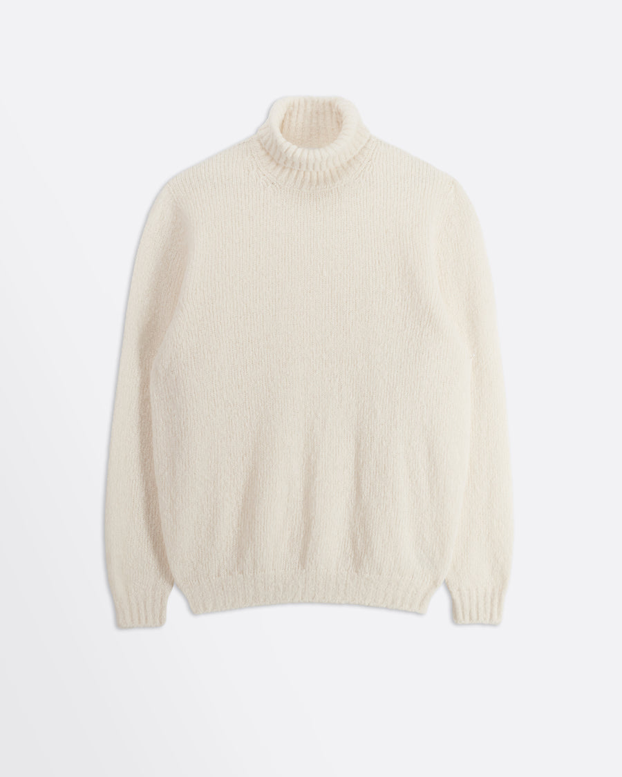 Scaglione TURTLE NECK SEAMLESS PUFFED CASHMERE MILK In Saldo