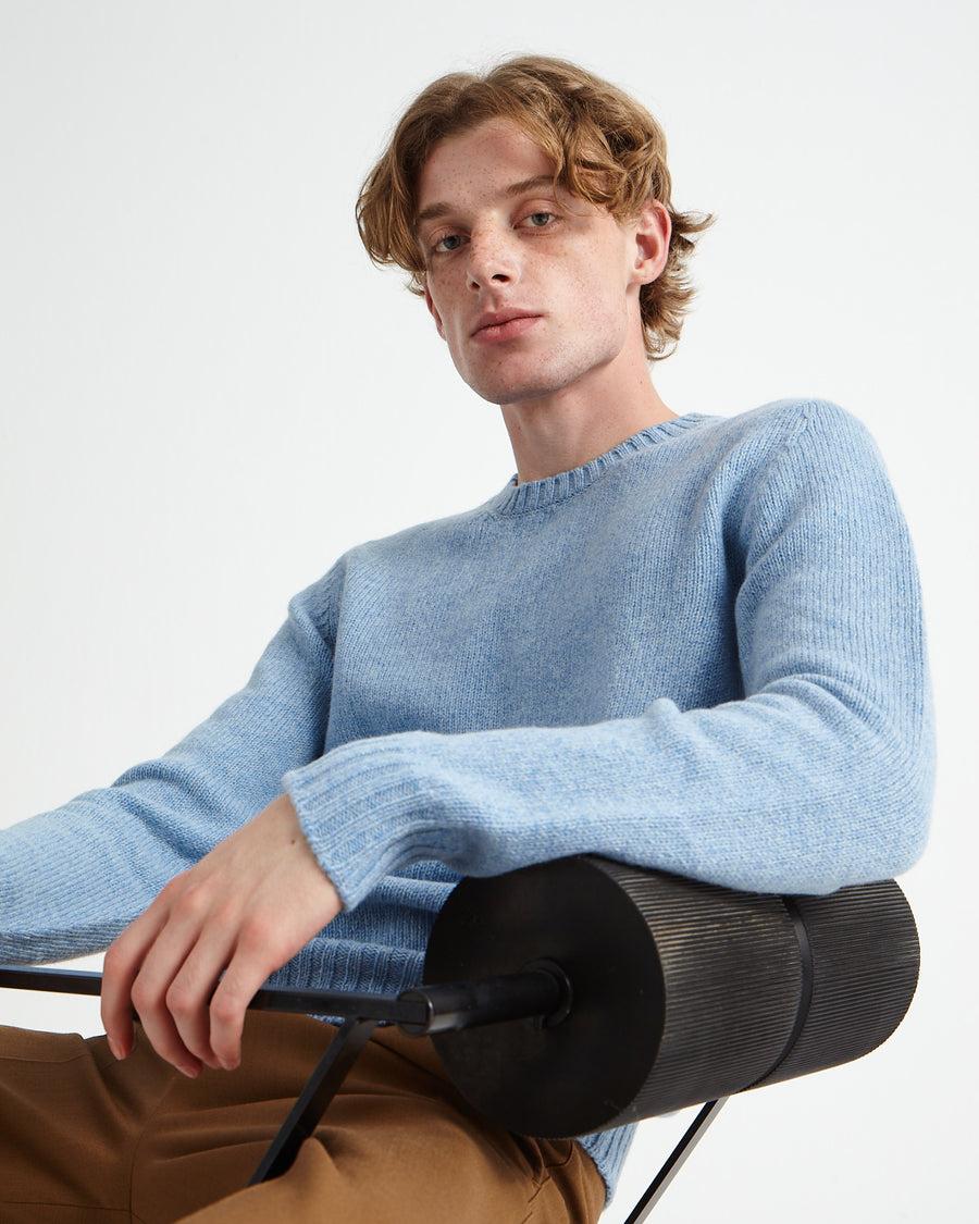 Scaglione ROUND NECK SEAMLESS SOFTWOOL BABYBLUE Italy
