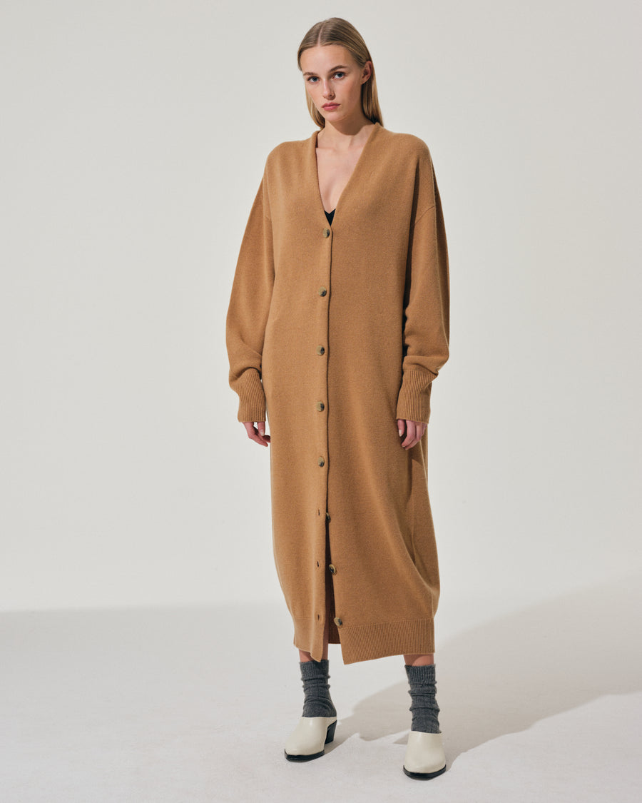 Scaglione CARDIGAN LUNGO SEAMLESS CARAMEL Affare Del Giorno